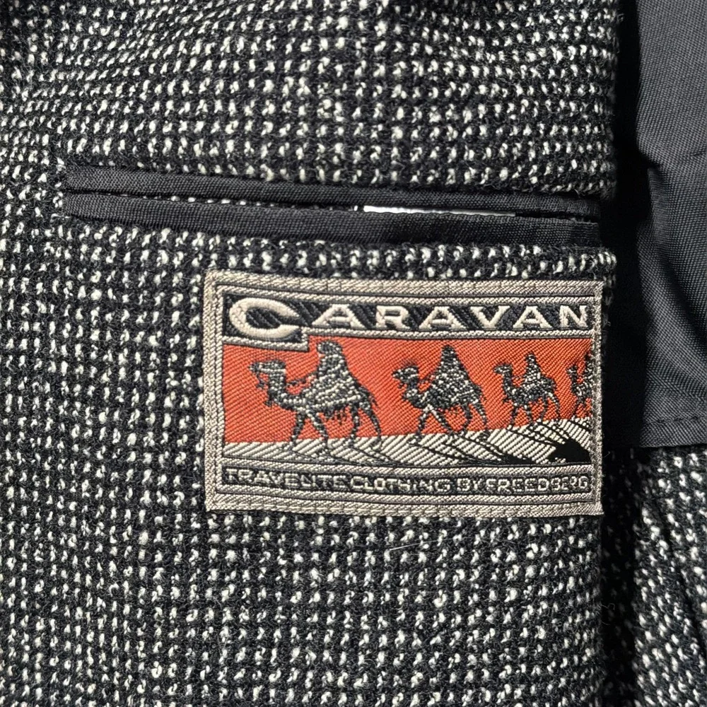 Vintage Caravan Sport Coat Mens Medium 44 Gray Tweed Wool Jacket Blazer‎